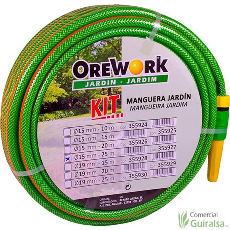 Manguera PVC verde 3 capas jardín Orework con kit de riego