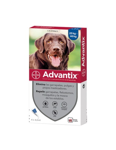 Advantix Pipeta para perros DE 25 a 40 KG (4 unidades) - Guiralsa