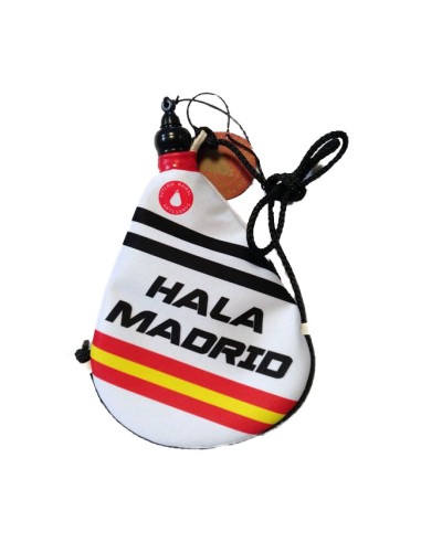 Bota de vino latex artesanal exterior tela estampado Hala Madrid Fútbol