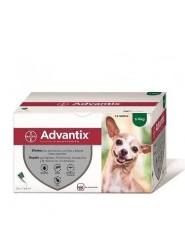 Advantix Pipeta para perros HASTA 4 KG (24 unidades)